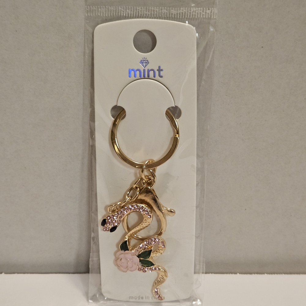 Mint Brand Pink & Gold Snake Purse Charm - Picture 2 of 3